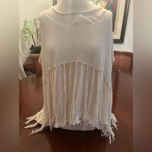 Petrol cream colored fringe top size S/M